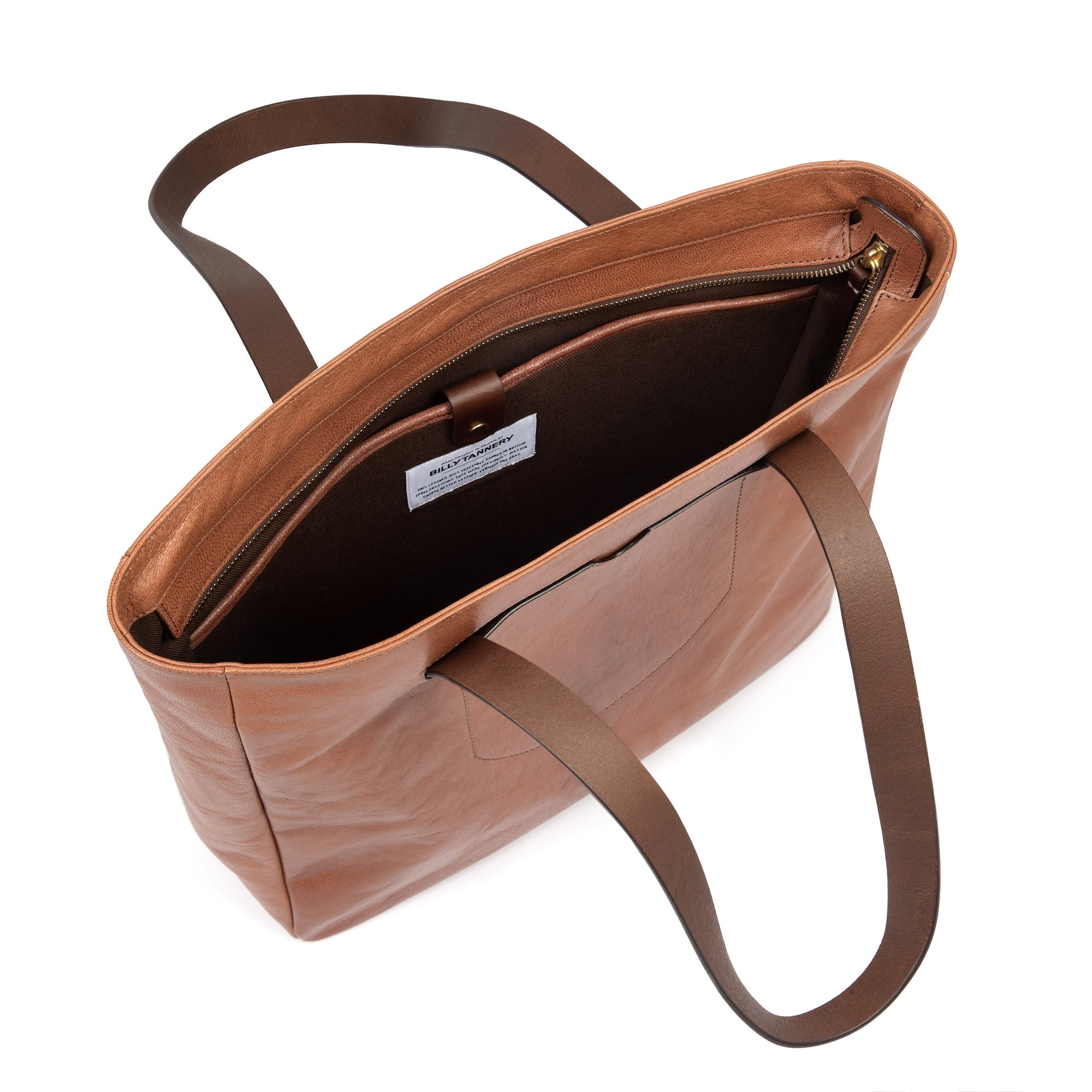 Brown Leather Handbag - Tote Bag with Zip