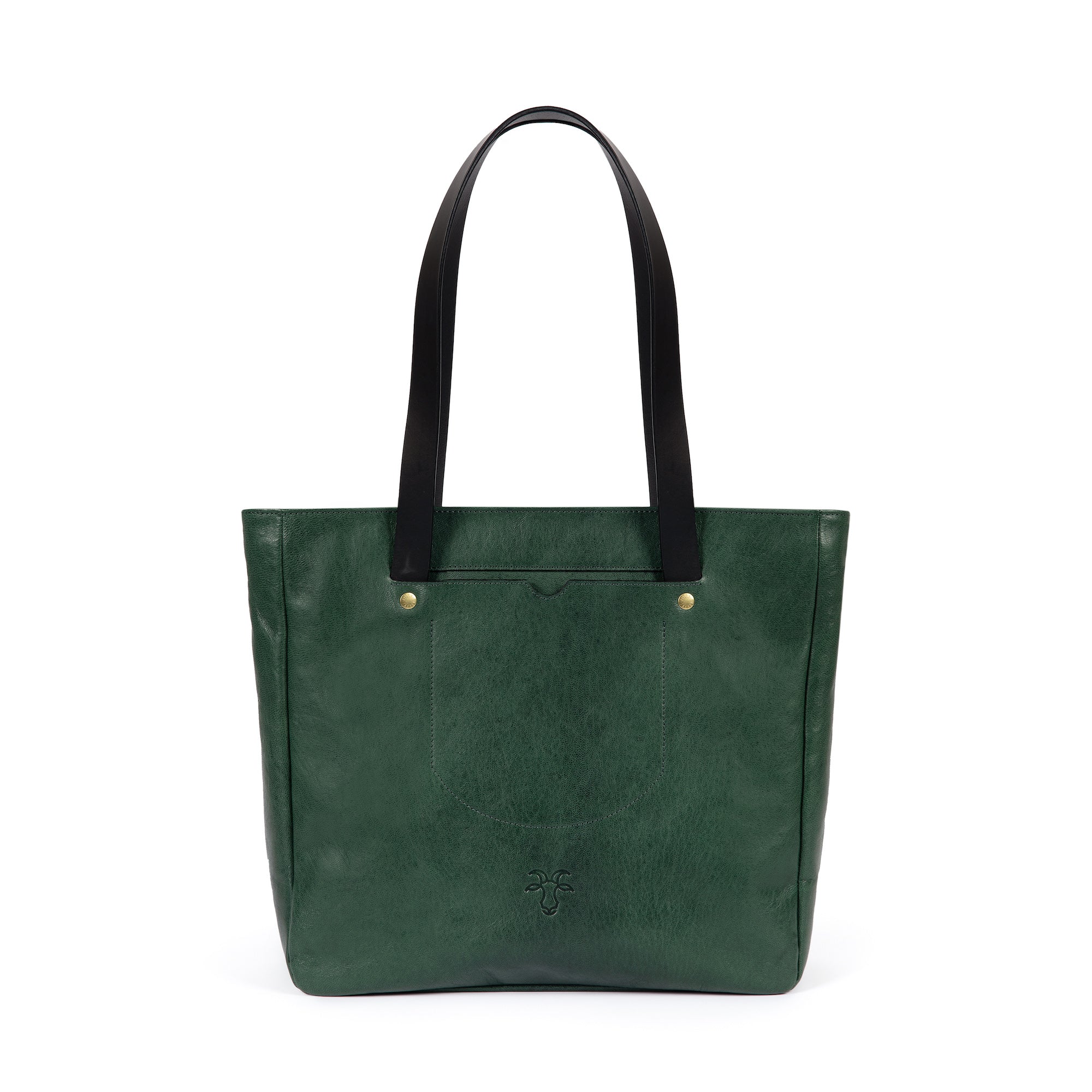Green Leather Handbag - Tote Bag with Zip