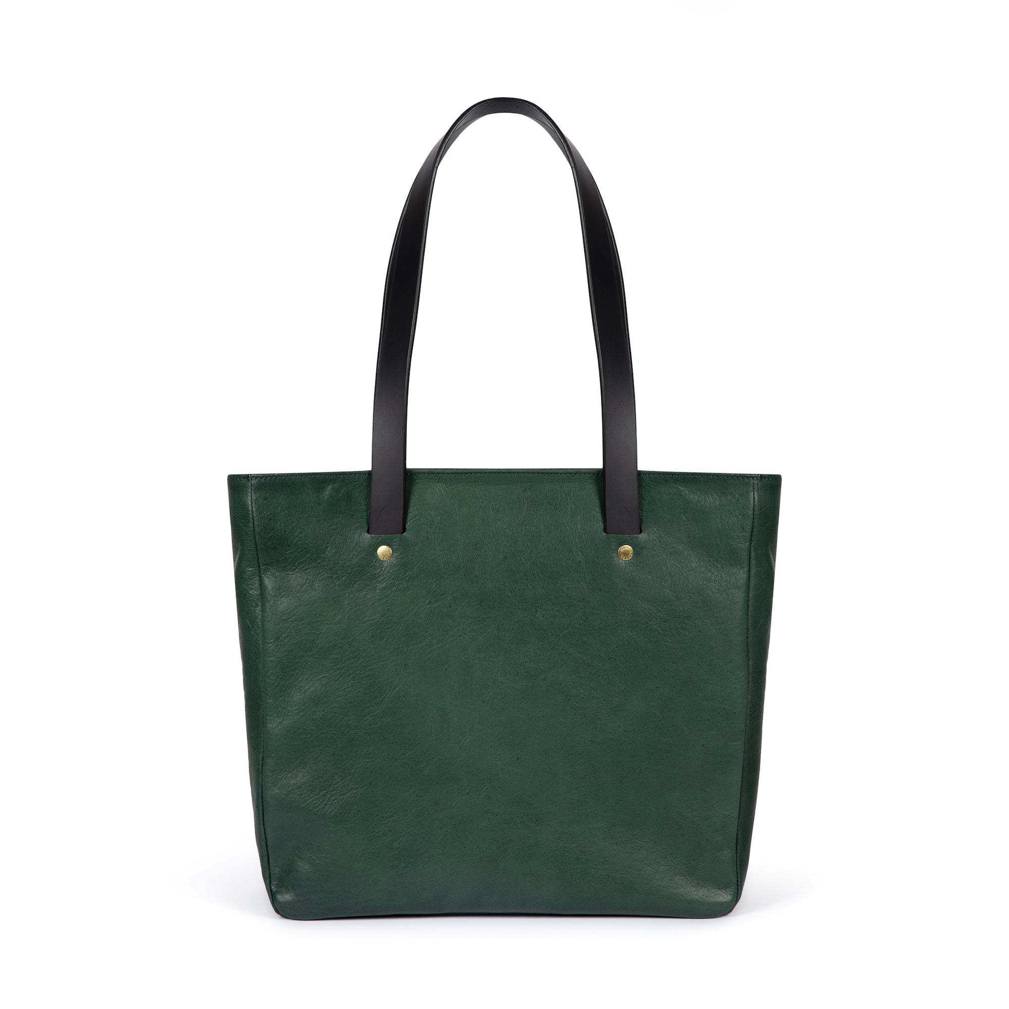 Green Leather Handbag - Tote Bag with Zip