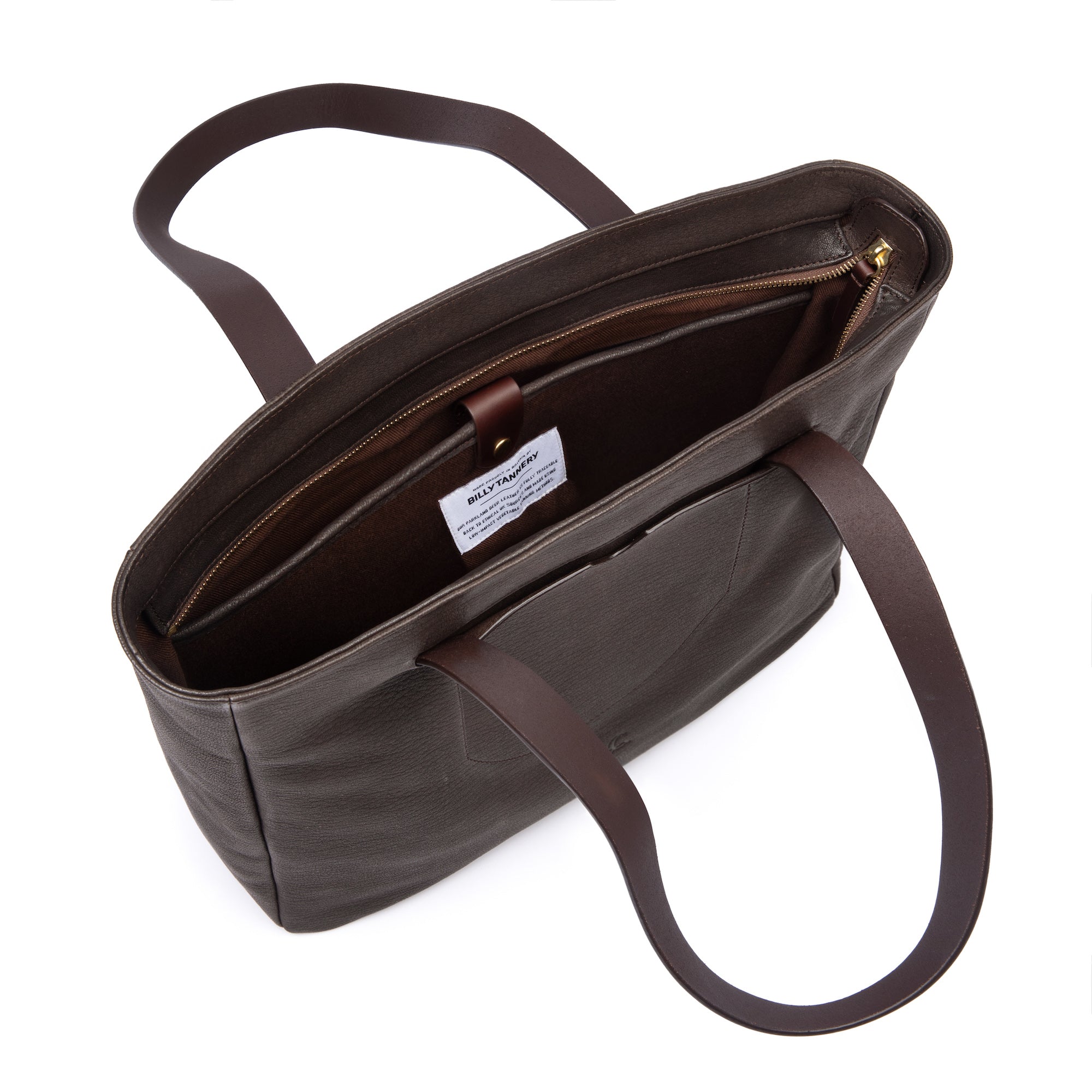 Brown Suede Leather Handbag - Tote Bag with Zip