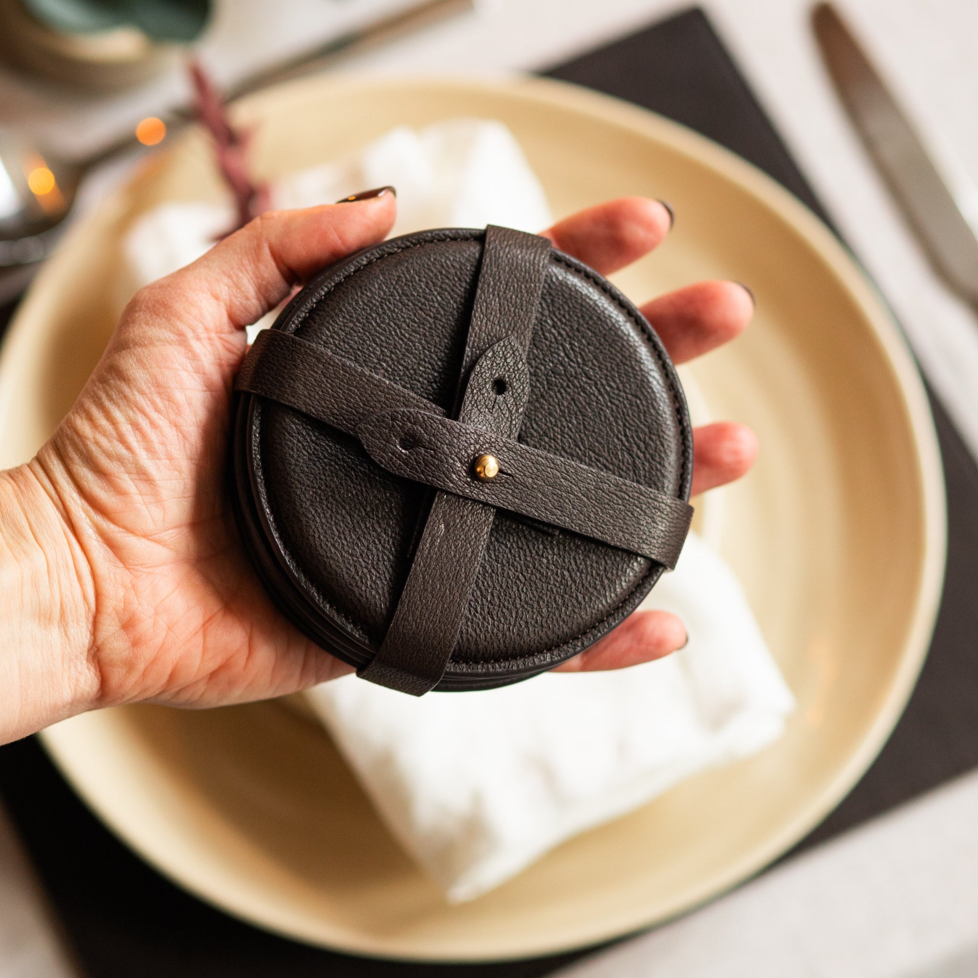 Handmade Leather Coasters Leather Coaster Set