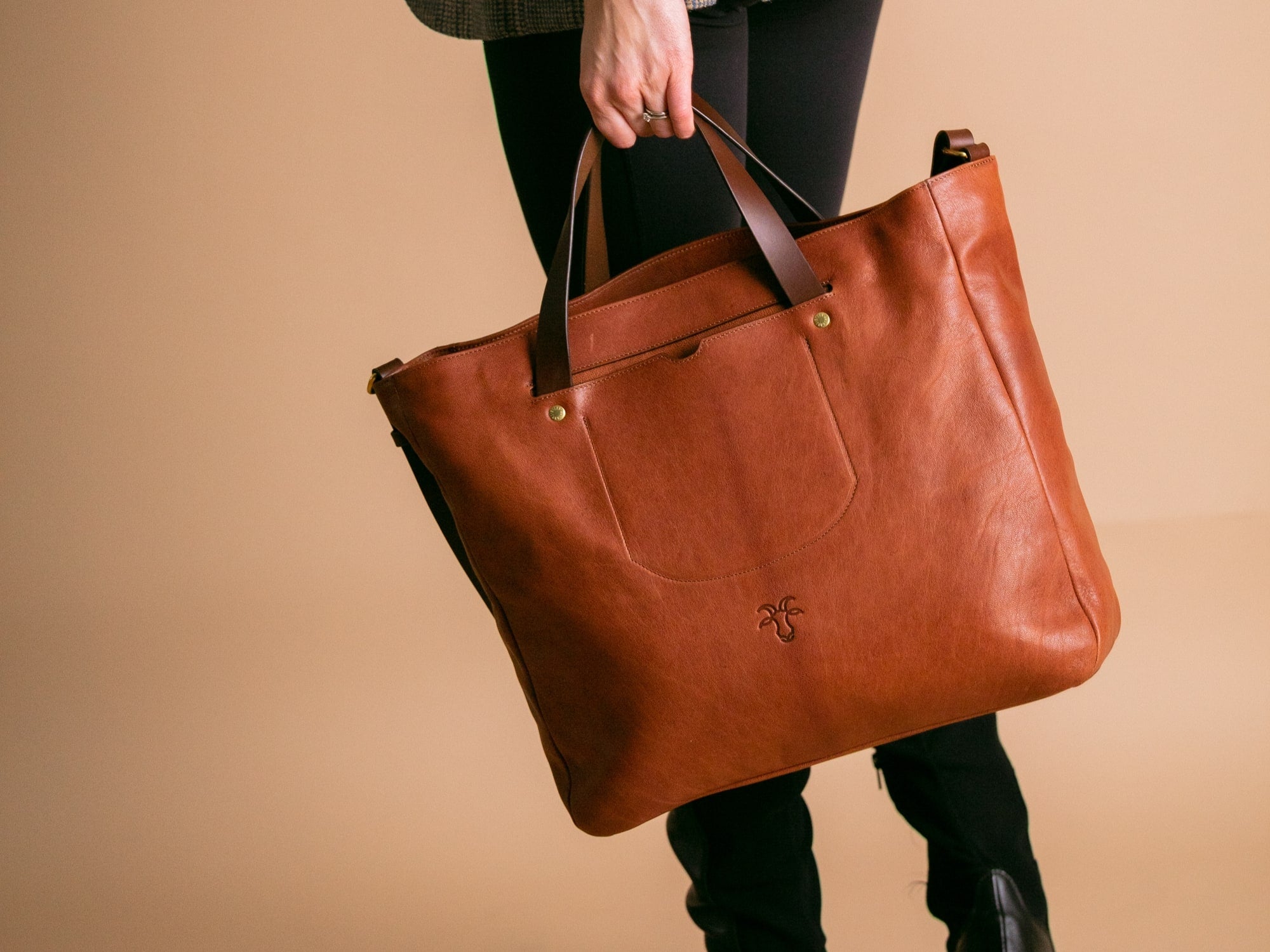 brown leather tote bag - Billy Tannery