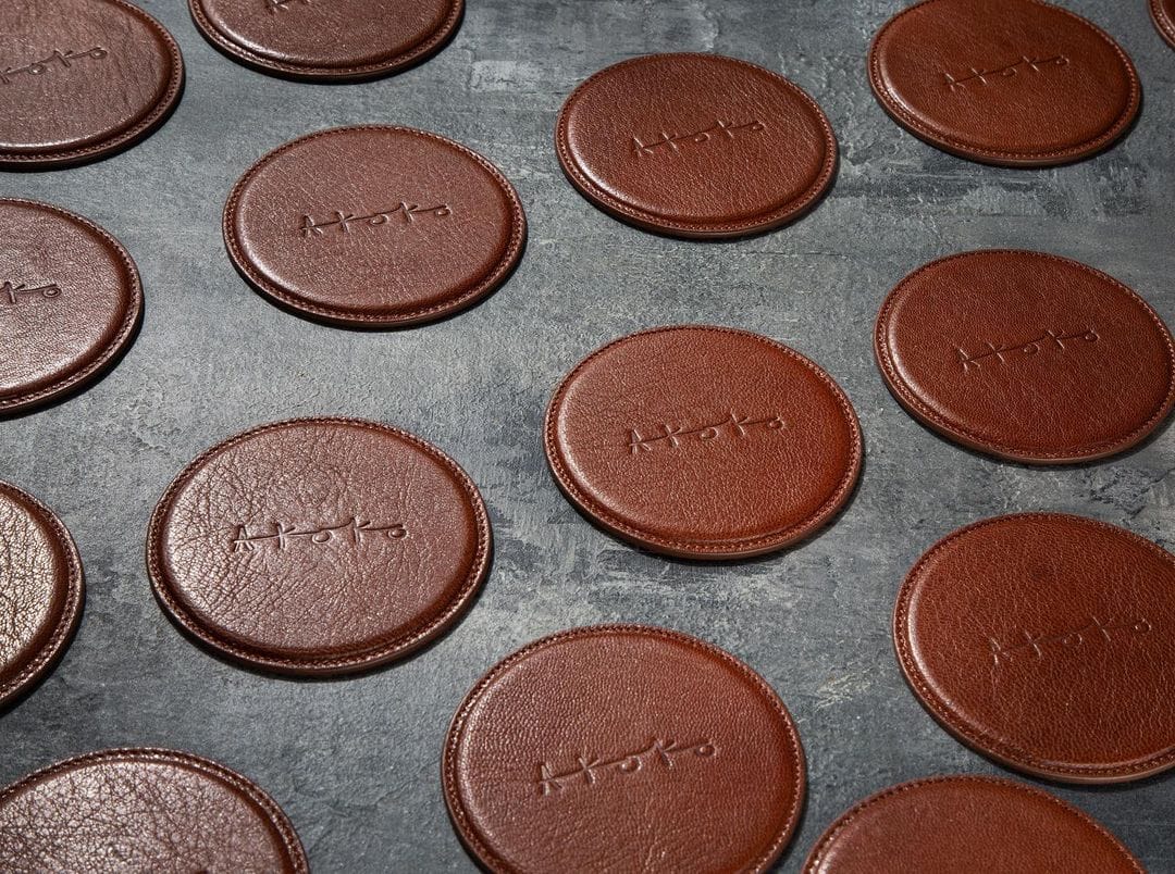 branded leather coasters - Billy Tannery